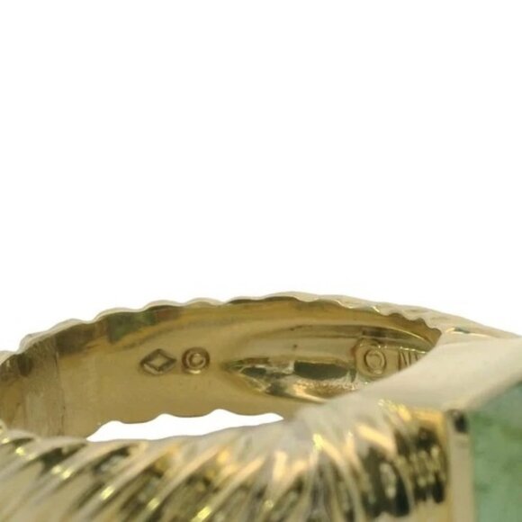 Vintage David Yurman 14kt Yellow Gold Sugarloaf Tourmaline Cable Ring Size 6.5 - Picture 7 of 7